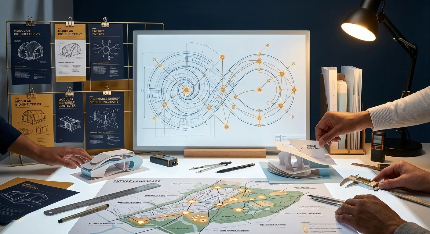 Hands comparing design drawings at a planning table